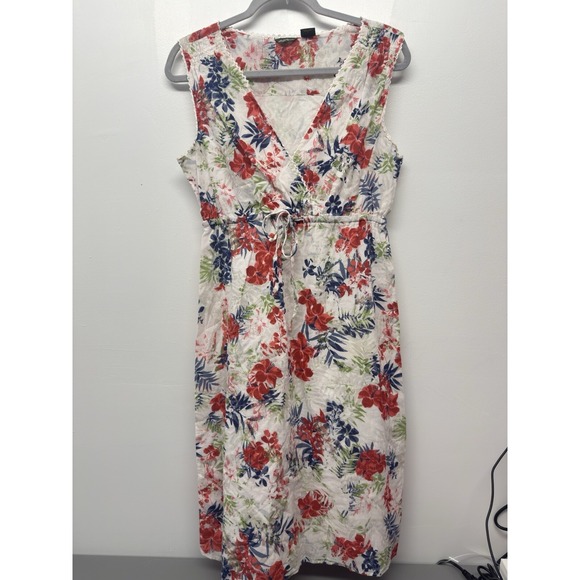 Eddie Bauer Dresses & Skirts - Eddie Bauer Women's Crinkle Cross Front Dress White Floral Size 6 festival #23
